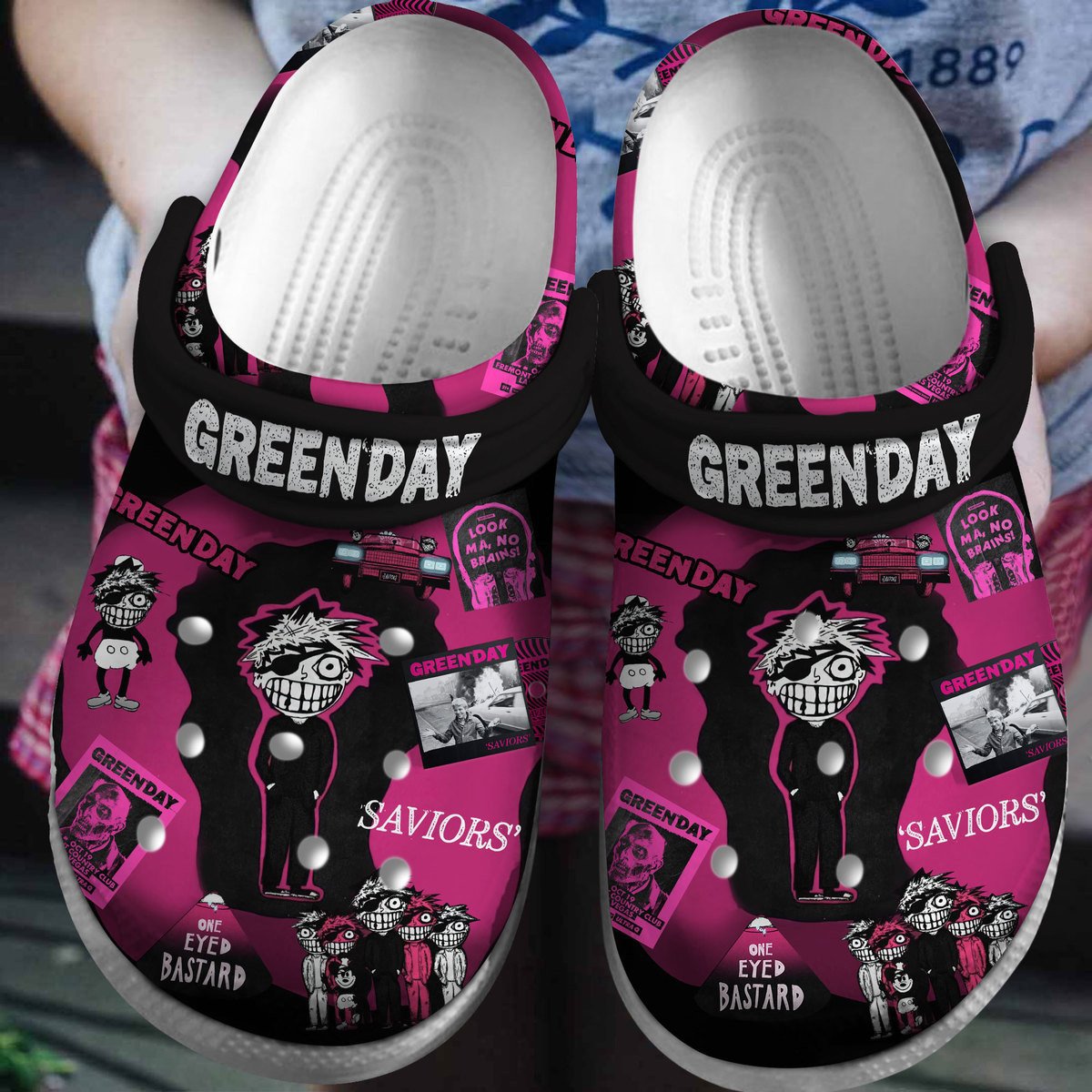 Breathable And Water-proof Green Day Music Band Clogs, Suitable For Outdoor Walking