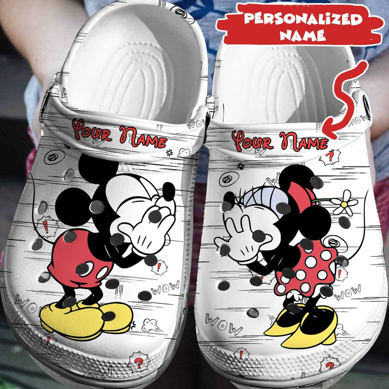 Cool Design Disney Mickey And Minnie Mouse Classic White Clogs, Express Shipping Available