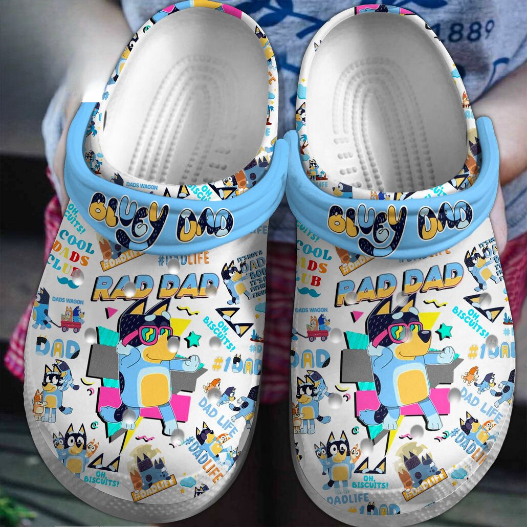 Cool Rad Dad Bluey Cartoon Unisex Clogs, Easy to clean & Quick to dry 