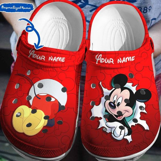 Funny Clogs Disney Mickey Cartoon Unisex Red Flip Flop, Fast Shipping & Dedicated Support Service!