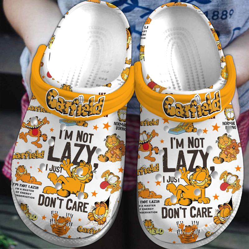 I'm Not Lazy I Don't Care Funny Garfield Cat Clogs, Buy More Save More