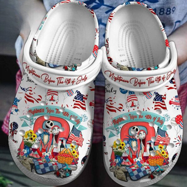 New Design The Nightmare Before The 4th Of July Holiday White Clogs