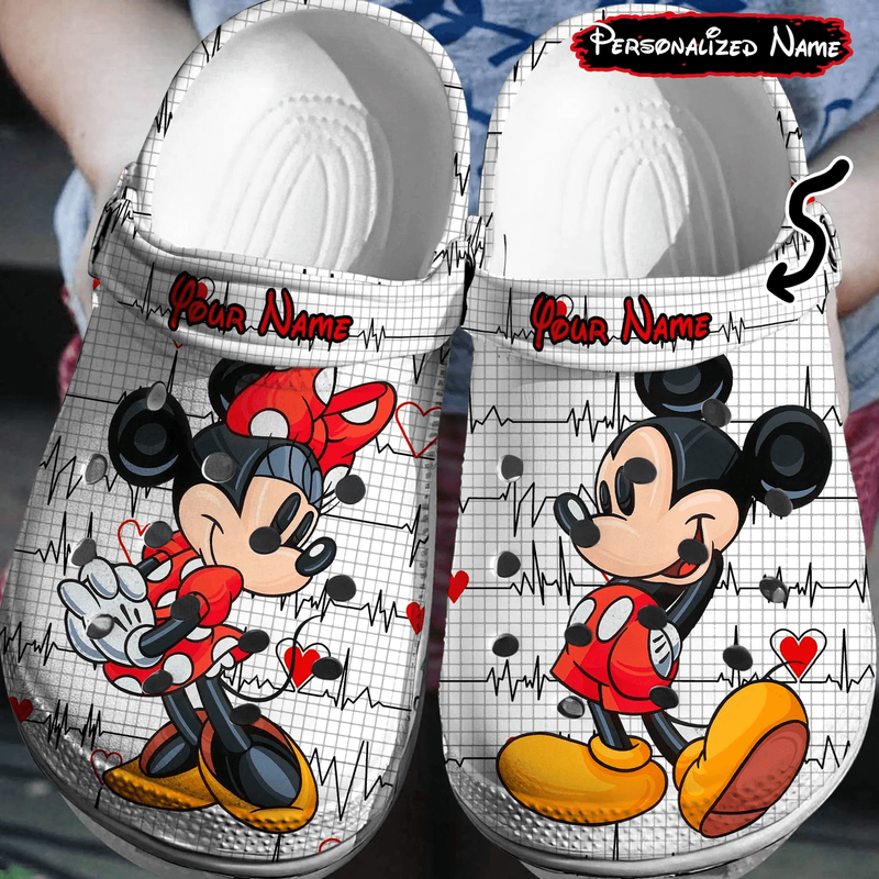 Non-slip And Comfortable Clogs Mickey And Minnie White Clogs, Size 8, Shop Now!