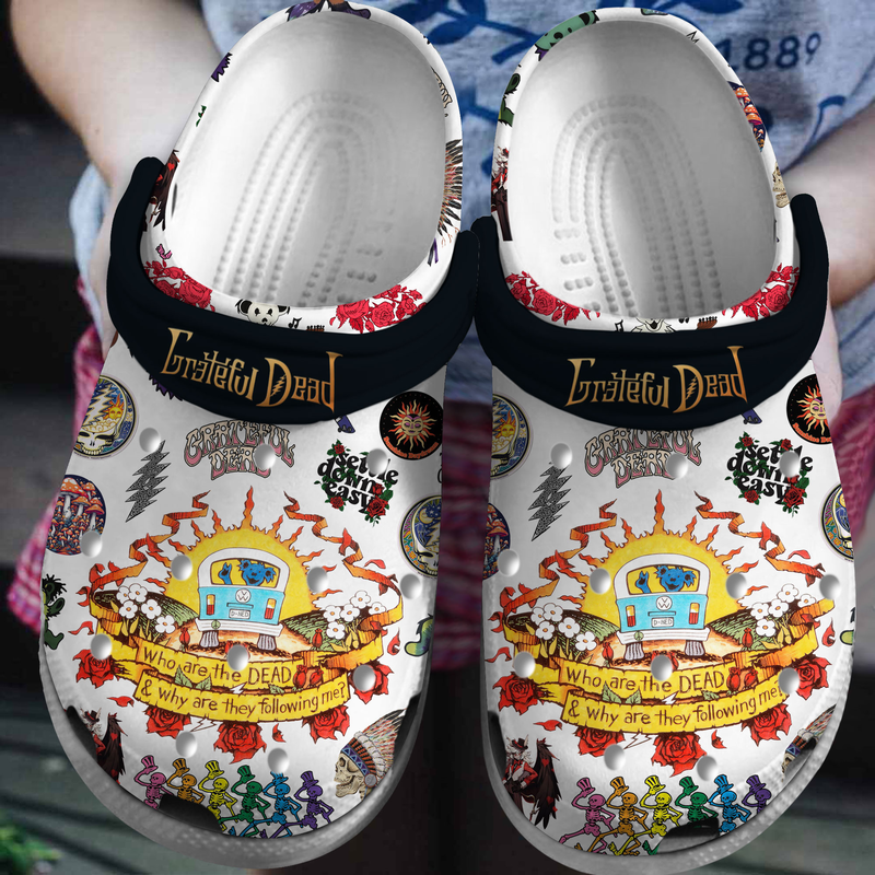 Soft & Durable Clogs Grateful Dead Music White Clogs, Shop Now For A Special Price