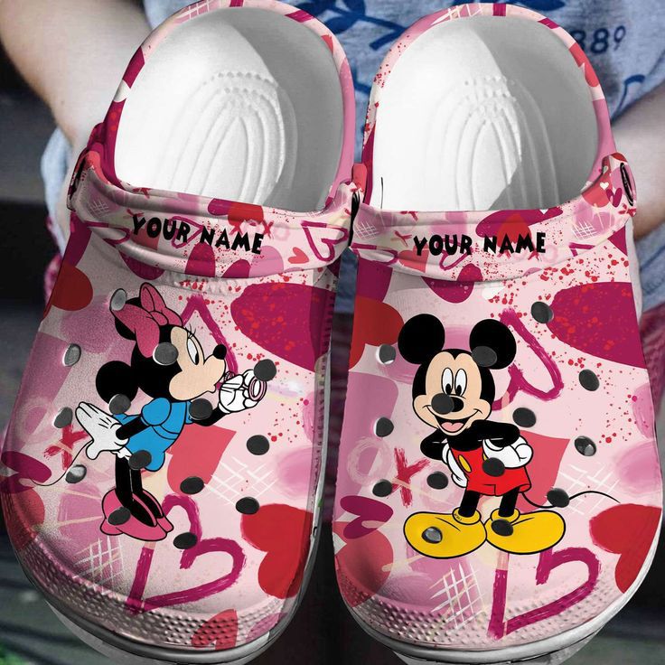 Breathable And Safety Pink Mickey Minnie Clogs, Suitable for outdoor activity