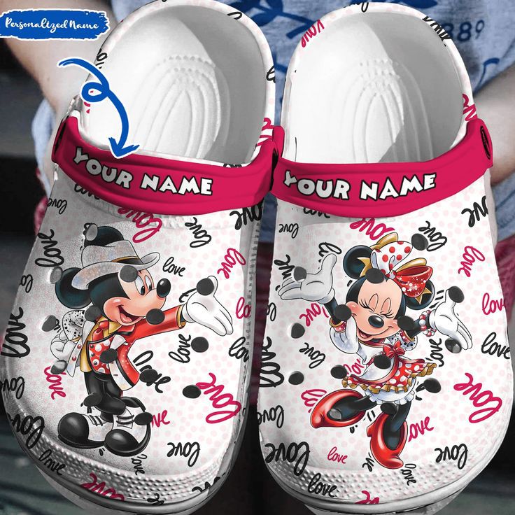 Customized And Nice Mickey Minnie Love Clogs, Cute And Safe For Kids And Adults