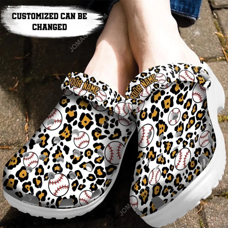 Personalized Baseball Leopard Shoes Classic Clogs