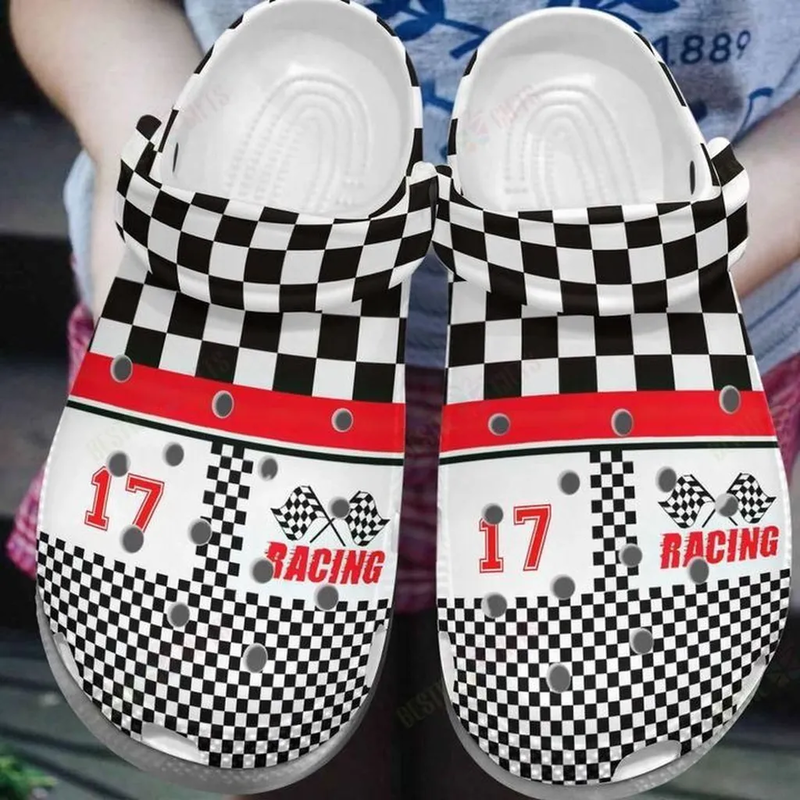 Personalized Clogs Race Car Unisex Clogs, Soft & Durable For Outdoor Activity