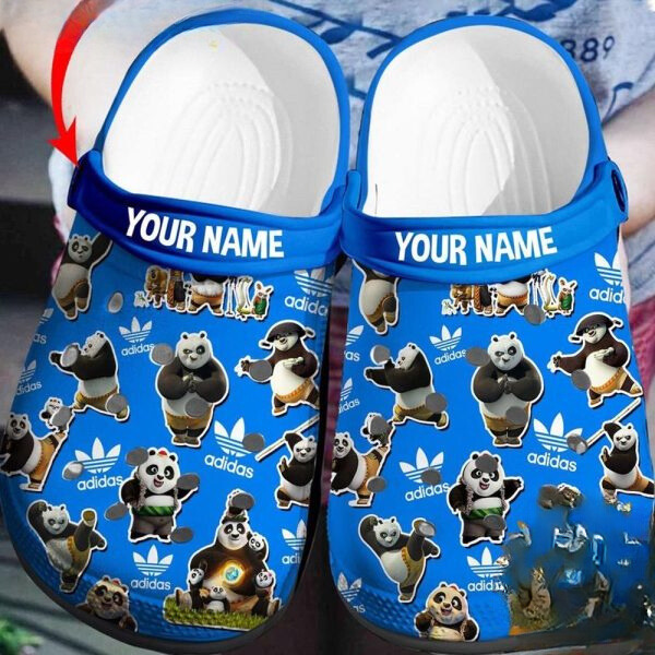 Personalized Kungfu Panda Clogs, Unisex Blue Clogs and Wide-fit Slippers