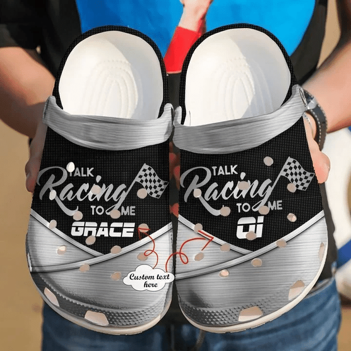 Personalized Race Car Black Clogs For Kids & Adults, Express Shipping Available
