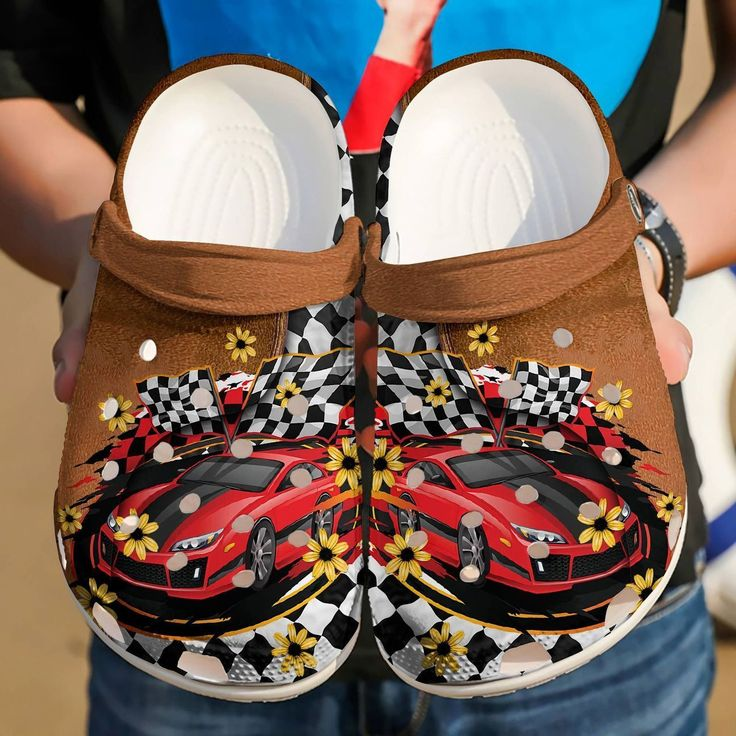 Stylish And Comfortable Red Race Car Classic Clogs For Men & Women