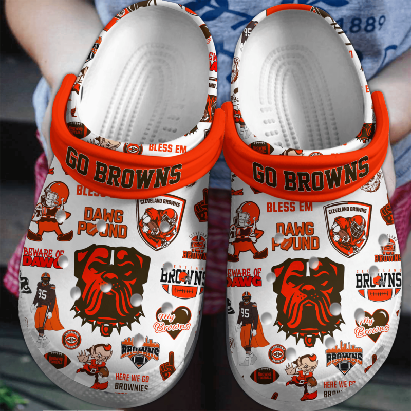 Water-Resistant And Non-slip Cleveland Browns Clogs, Available Sizes For Kids And Adults