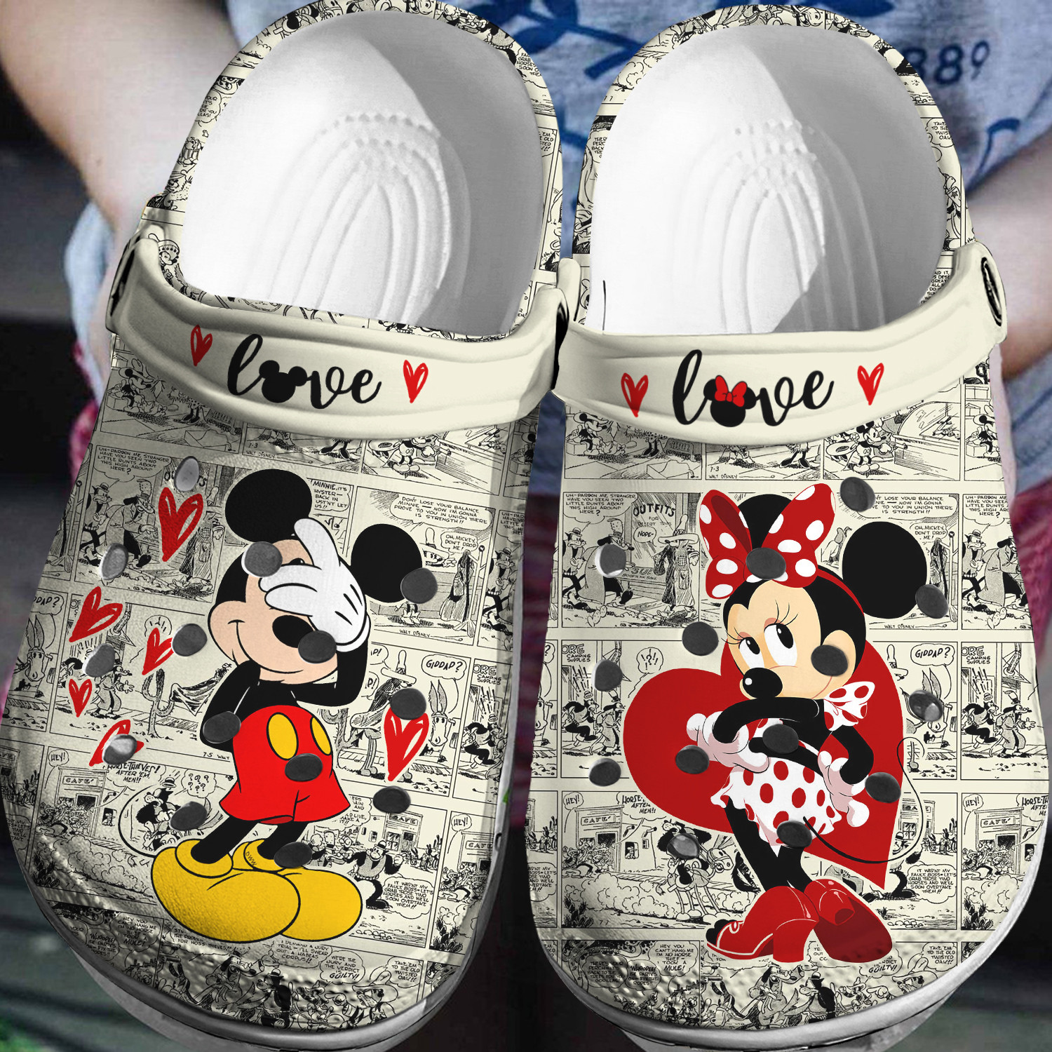 Water-Resistant Mickey & Minnie Mouse Clogs, Perfect For Outdoor Walking