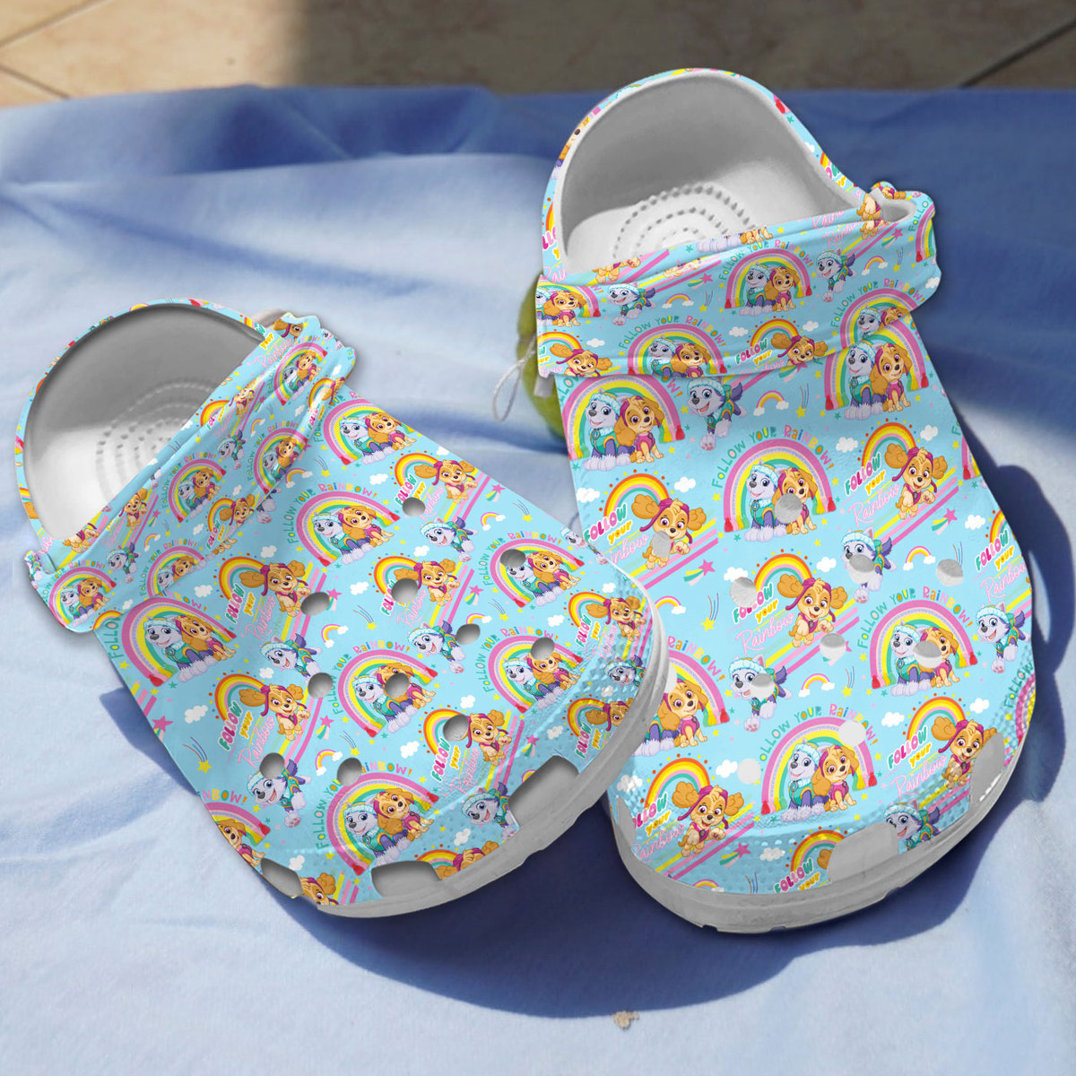 Beautiful Paw Patrol Cartoon Blue Clogs, Easy To Take On And Take Off!