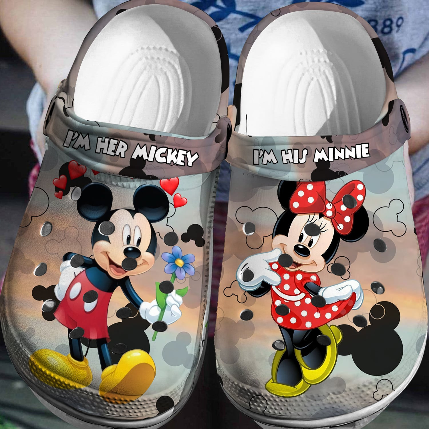 Customized Mickey & Minnie Mouse Clogs, Available Sizes For Kids And Adults