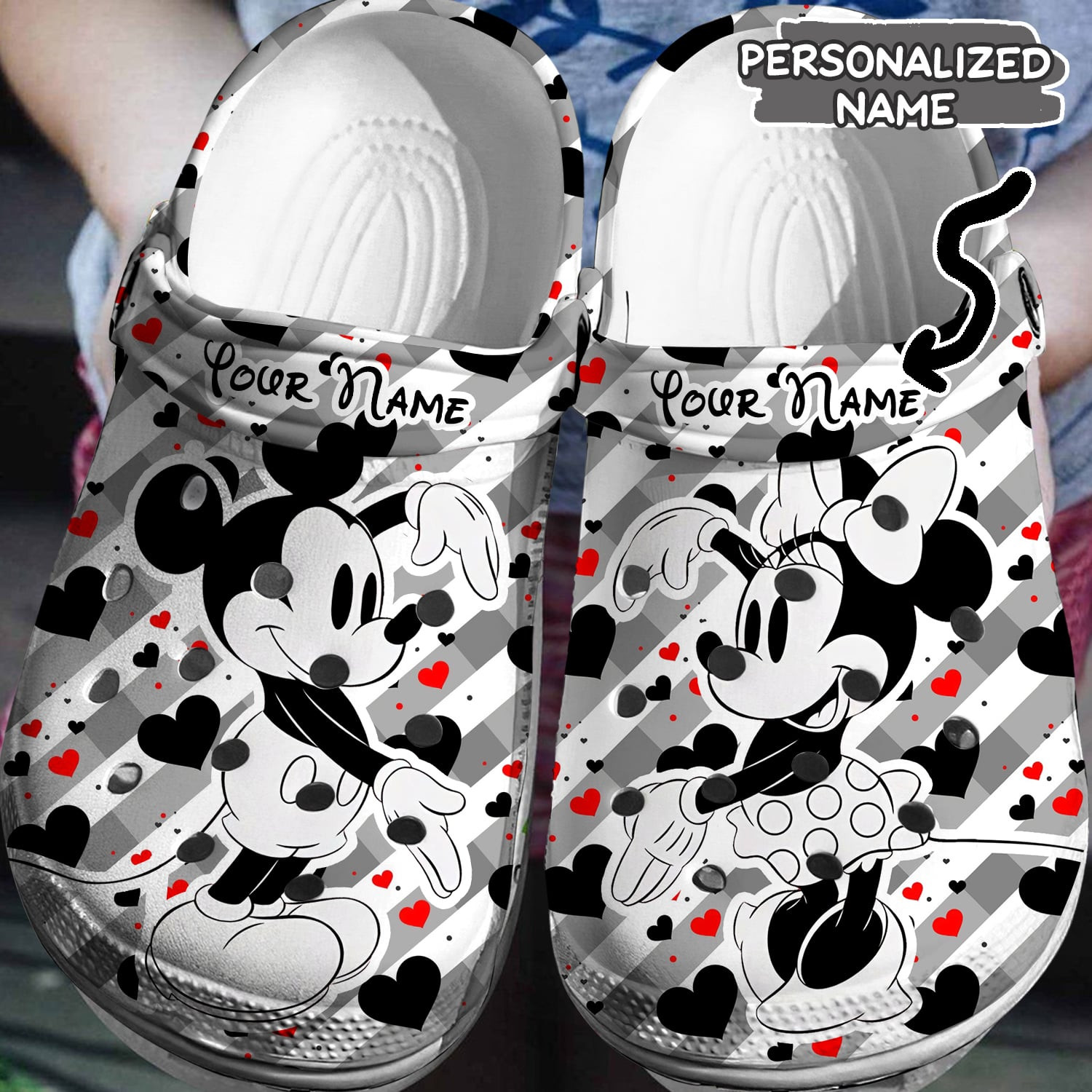 Customized Mickey & Minnie Mouse Clogs, Available Sizes For Kids And Adults