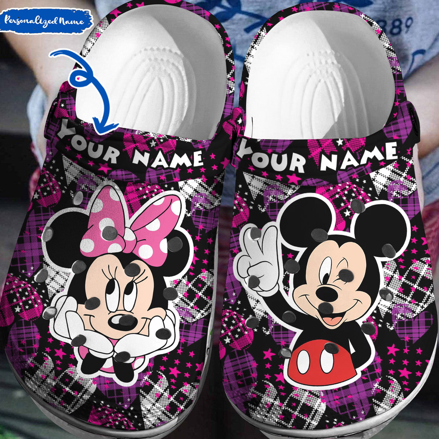 Customized Mickey & Minnie Mouse Clogs, Clogs Unisex-Adult Classic Printed