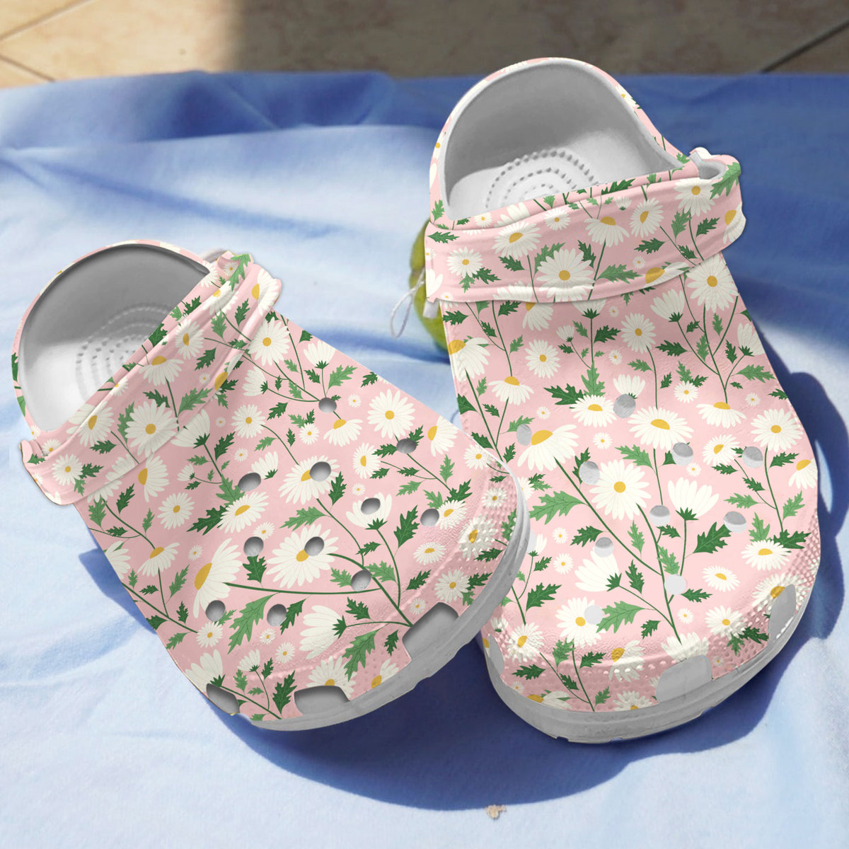 Unique Clogs Cute Daisy Flower Pink Clogs, Express Shipping Available 