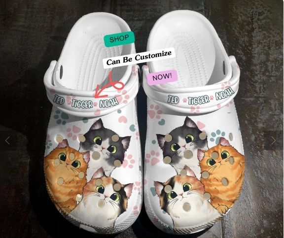 Customized & Special Three Little Kittens With Footprints Design Clogs, Clogs Addition To Your Wardrobe!