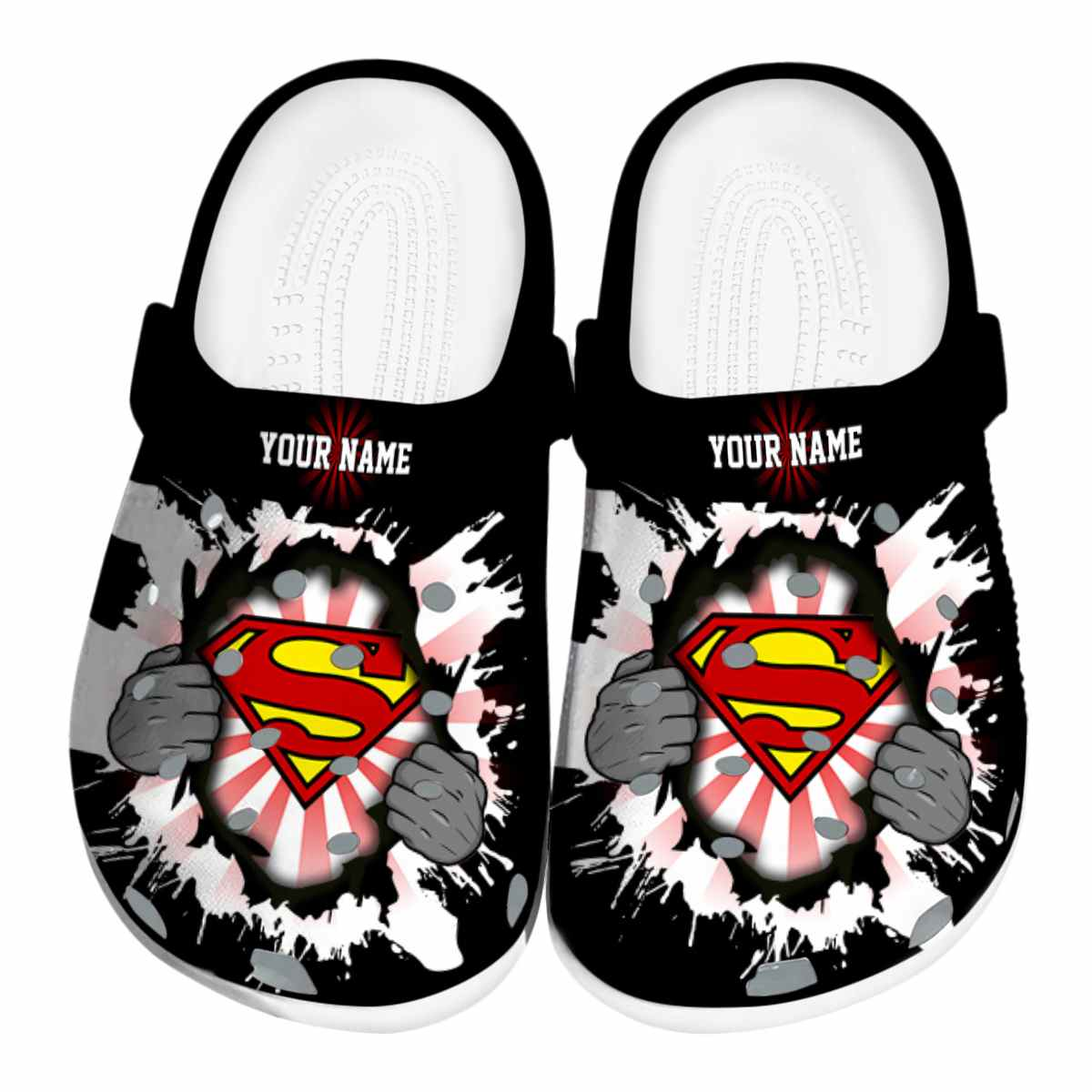Customized And Stylish Superman Hero Design Clogs, Express Shipping Available