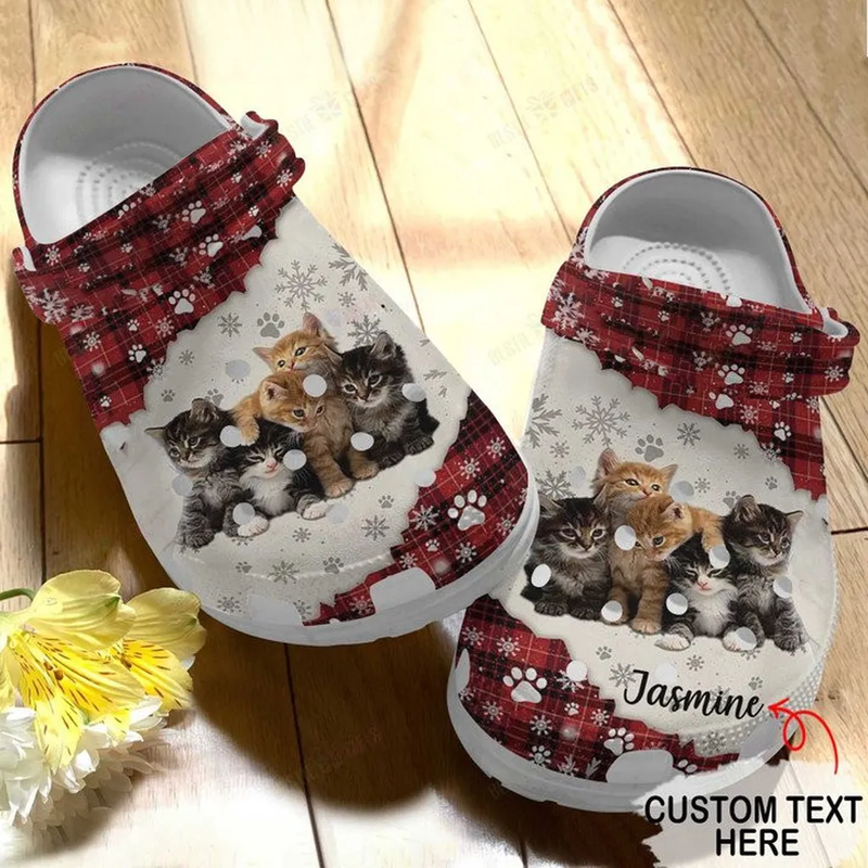 Customized Kitten Caro Pattern Chrismas Spirit Clogs, Fast Shipping And Dedicated Support Service!