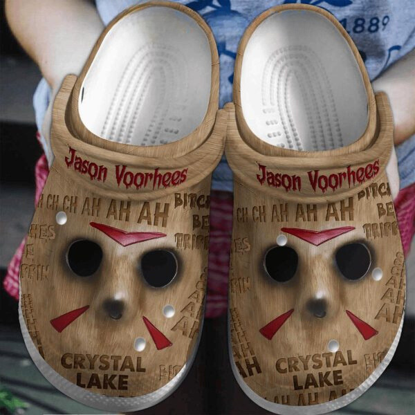 Horror Movie Character Jason Voorhees Mask Unisex Clogs, Perfect Shoes For Halloween Holiday!