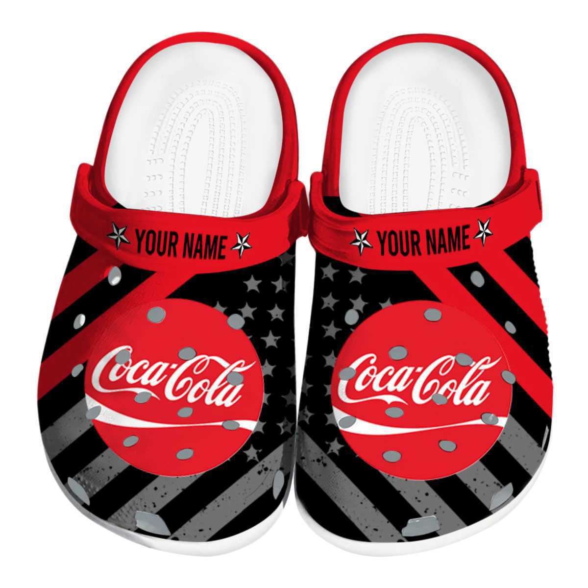 Rare Customized Coca-Cola Star Spangled Graphic Clogs, Most Comfortable Slippers For Women And Men