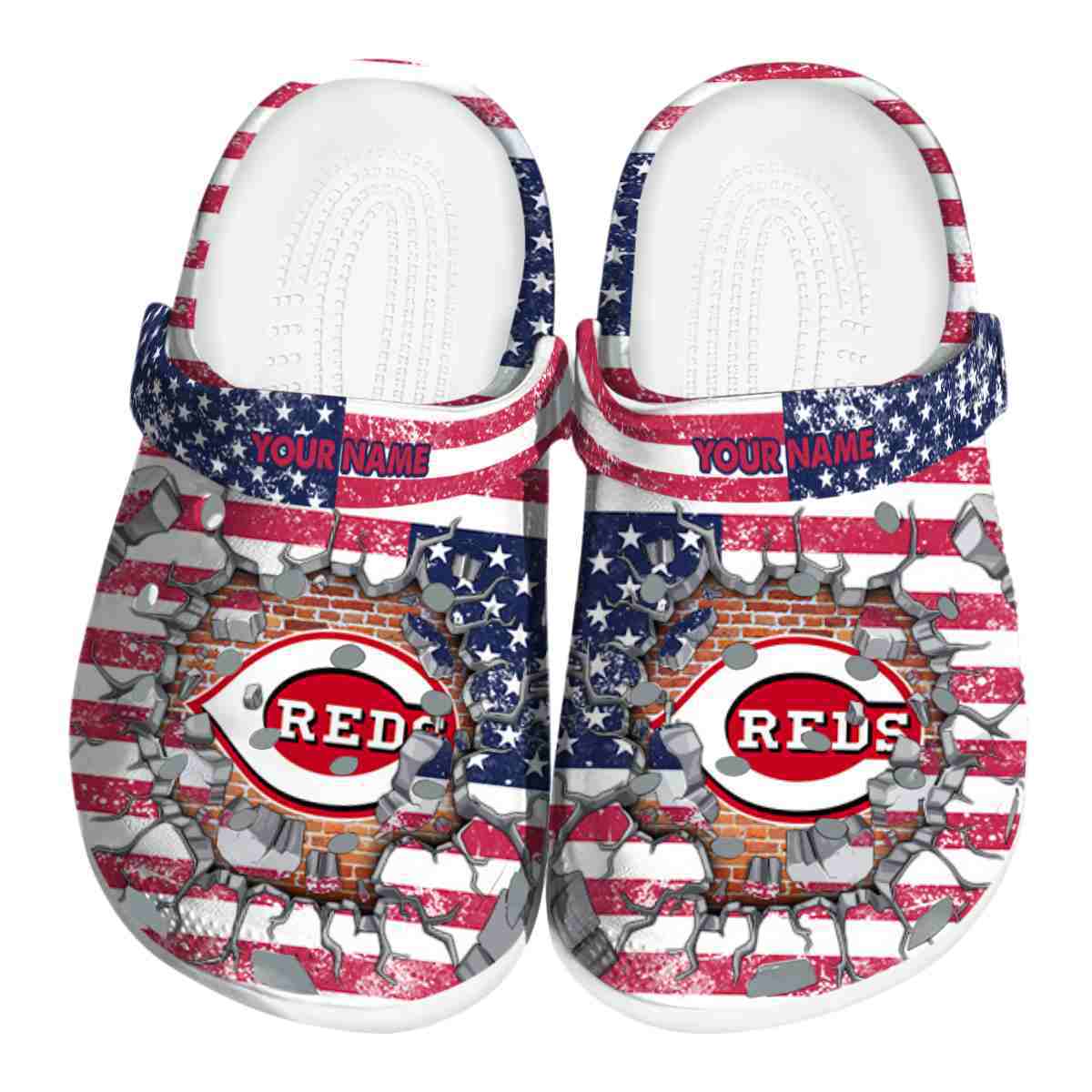 Special Personalize Cincinnati Reds Freedom Splinter Design Clogs, Easy To Clean and Quick to Dry