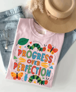 Pretty Design Progress Over Perfection Back To School T-Shirts