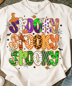 Triple Colorful Spooky Season Halloween T-Shirts For Kids And Adults