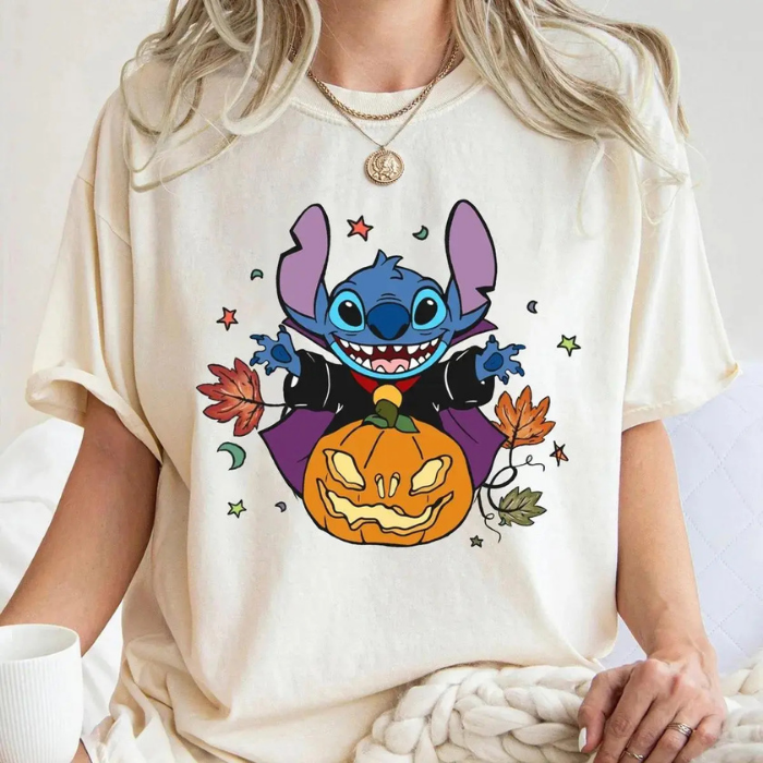 Cheerful Stitch Love Halloween Night T-Shirts