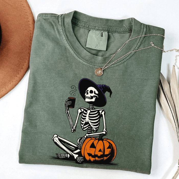 Chilling Skeleton Waiting For Halloween Season T-Shirts