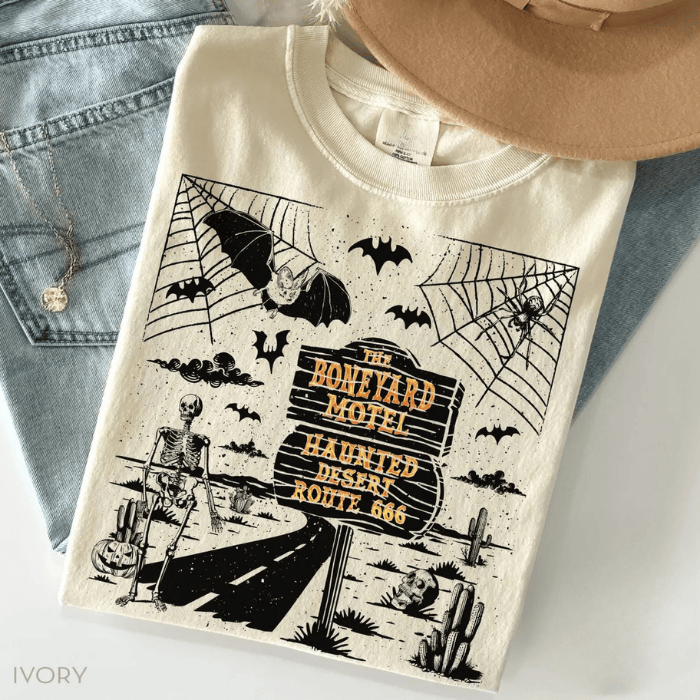 Cool Haunted Desert Boneyard Motel Halloween T-Shirts