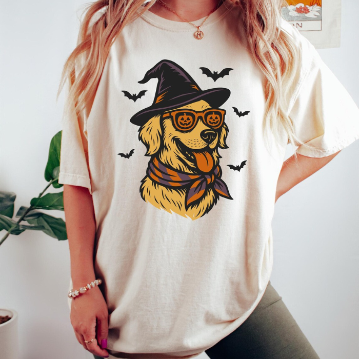 Cute & Swag Halloween Night Golden Retriever T-Shirts