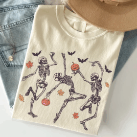 Skellington Trio Dancing Celebrating Halloween T-Shirts