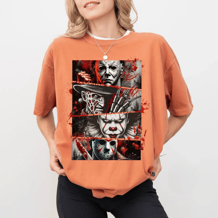 Dramatic Slasher Horror Character Movie T-Shirts