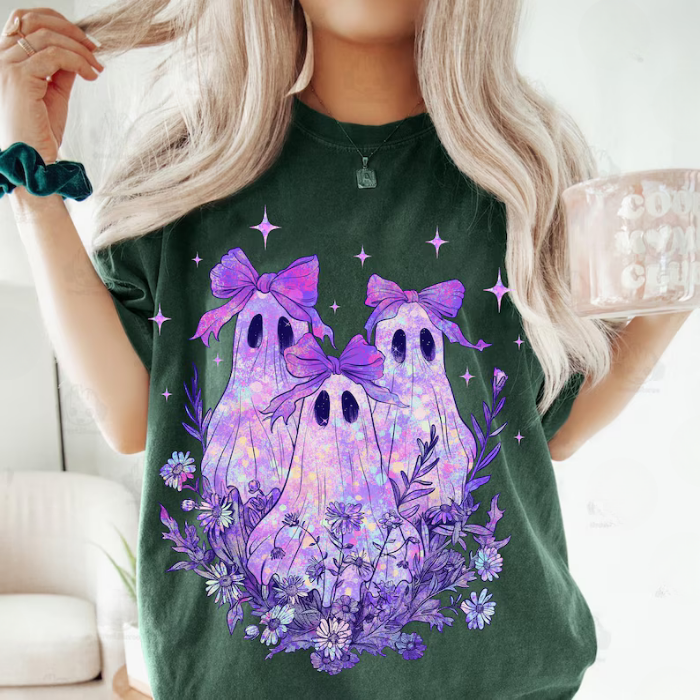 Dreamy Glowing Purple Ribbon Ghost T-Shirts