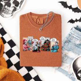 Funny Picture Of Horror Characters Halloween T-Shirts Fast Shipping Worldwide
