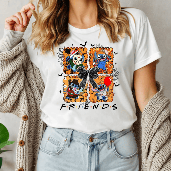 Eye-catching Stitch Serial Killer FRIENDS Halloween T-Shirts