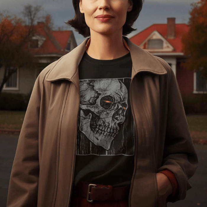 Fashionable Creepy Skull Halloween Design T-Shirts