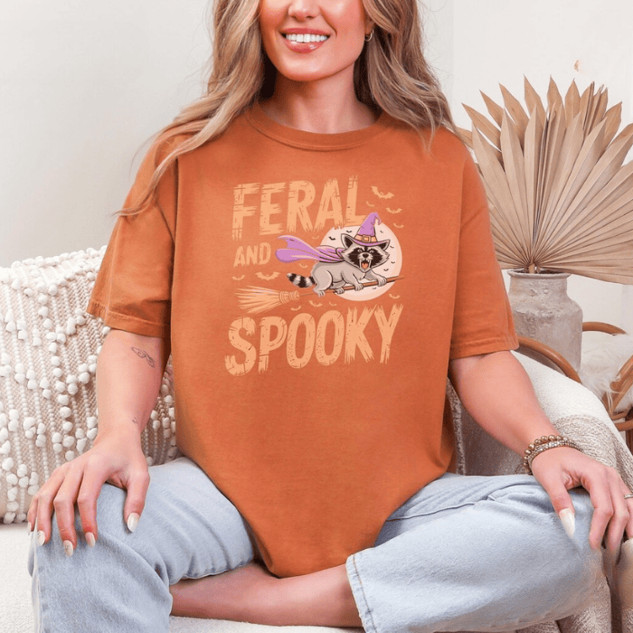 Feral And Spooky Raccoon Witch Halloween T-Shirts