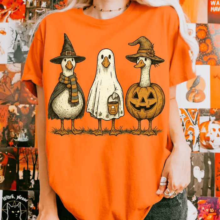 Funny Goose Trio Love Halloween T-Shirts