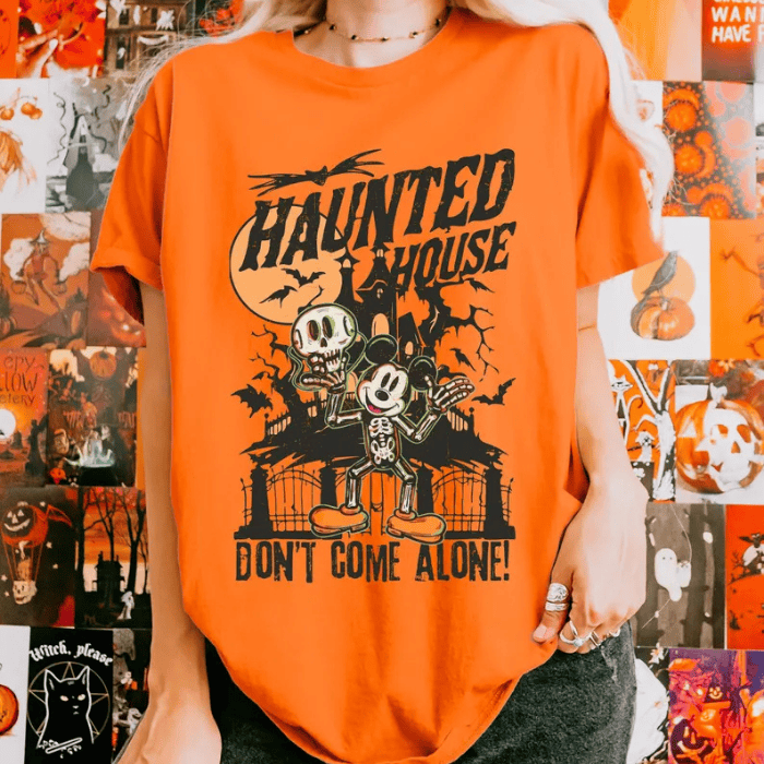 Haunted House Mickey Mouse Say Don't Come Alone Halloween T-Shirts