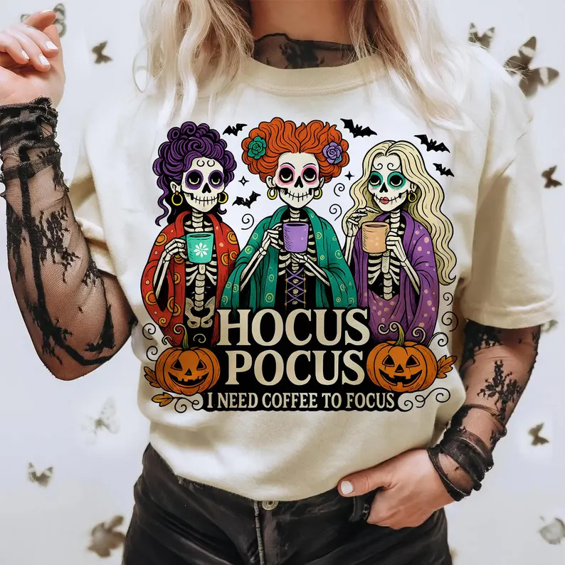 I Need Coffee To Focus Hocus Pocus Halloween T-Shirts