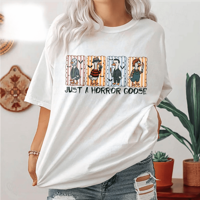Just A Horror Goose Funny Halloween T-Shirts