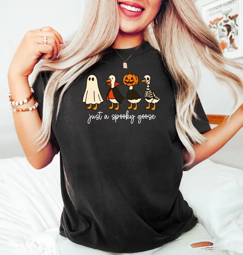 Just A Spooky Goose Halloween Spirit T-Shirts