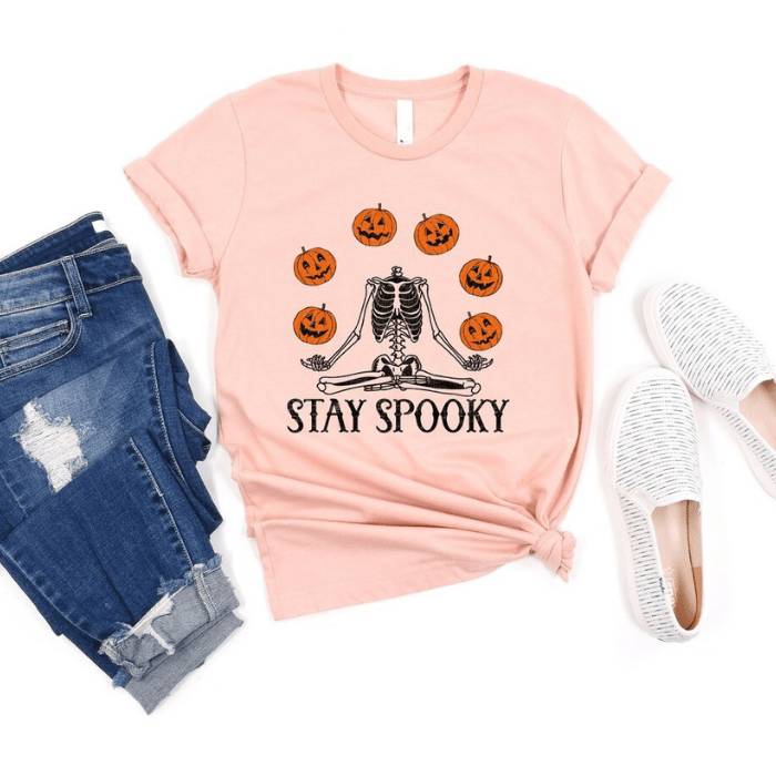 Stay Spooky Skeleton Pumpkin Heads Halloween T-Shirts