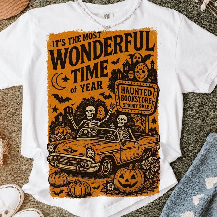 The Haunted Bookstore Spooky Sale Wonderful Time T-Shirts