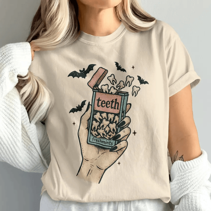 Vampire Unique Fresh Mint Teeth Horror Halloween T-Shirts