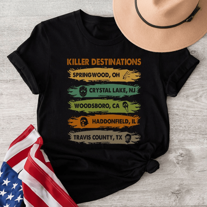 All Horror Slasher Places Killers Destinations Halloween T-Shirts